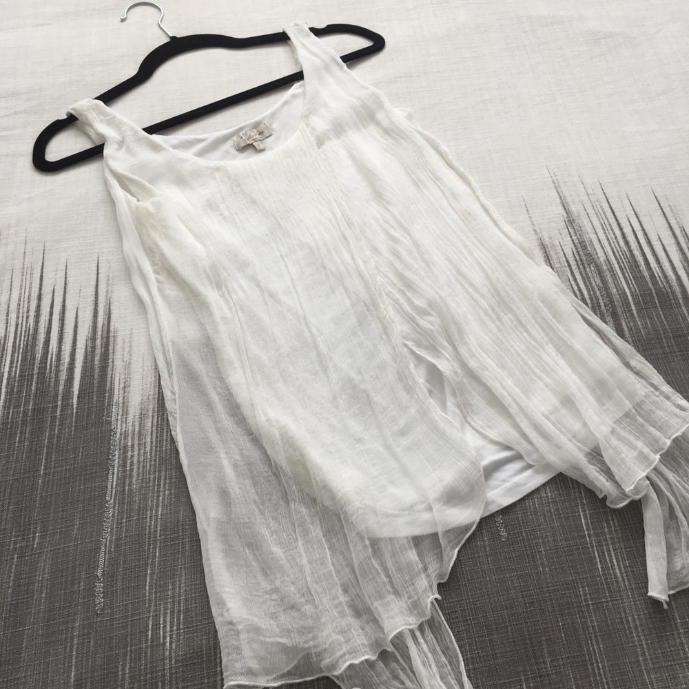 Gauzy silk tank top